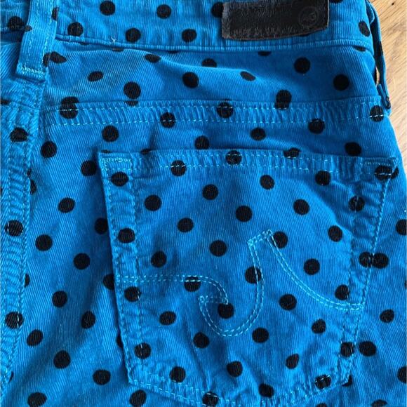 AG Adriano Goldschmied The Stevie Ankle Corduroy TealBlue Polka Dot Pant Size 26 - Picture 12 of 12
